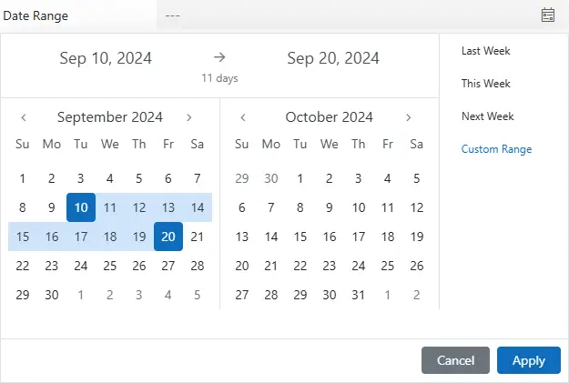 Microsoft Dynamics 365 PCF Date Range Picker Presets Values