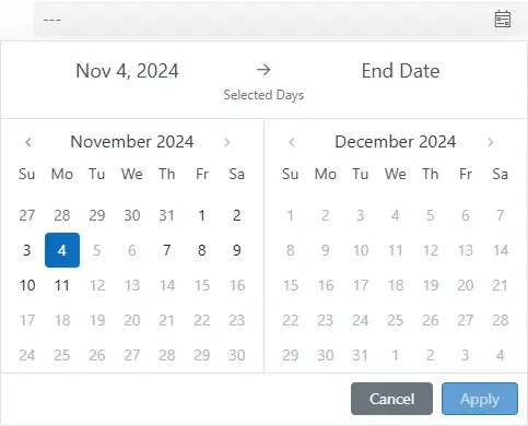 Save the range text, start/end date, and duration.